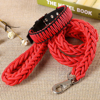 Medium Large dog products Braided Nylon Adjustable Pet Dog Collar Leash